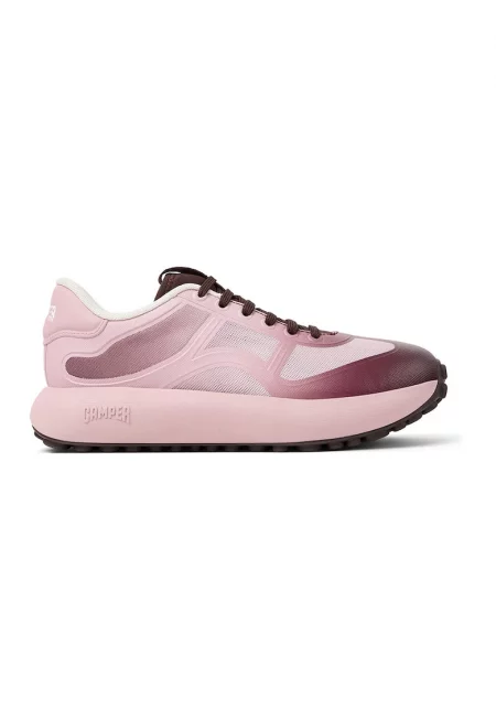 Мрежести спортни обувки със синтетика - Светлорозов/Тъмновиолетов