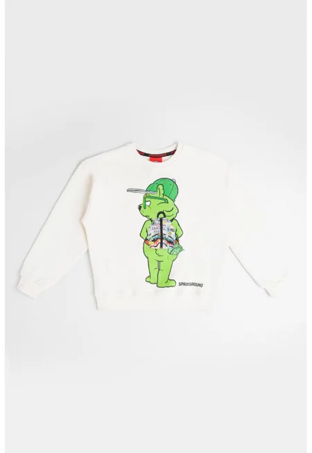 Памучен суитшърт Sharks In The Rizz Bear - Лайм зелено/Крем
