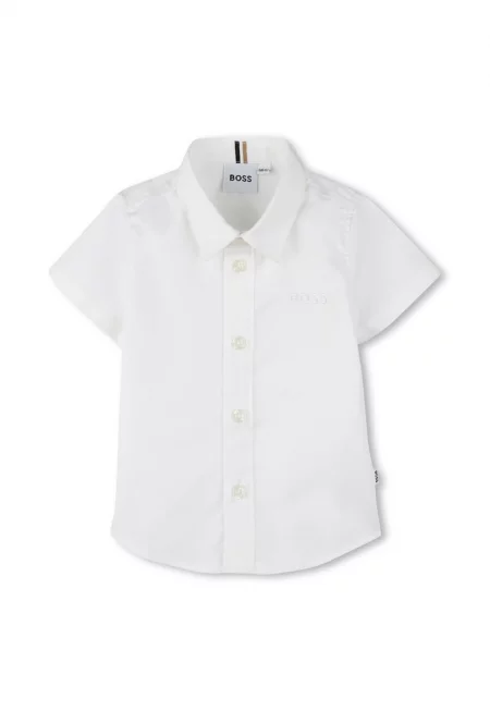 Памучна риза с къси ръкави - Бял