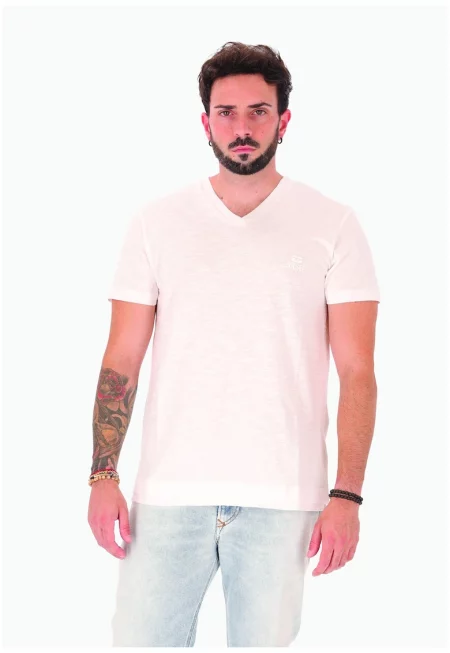 Памучна шпиц тениска - Бял