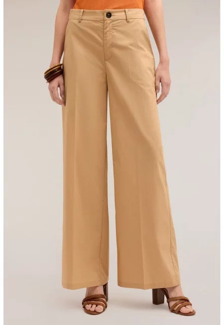 Панталон с висока талия и широк крачол - Камел