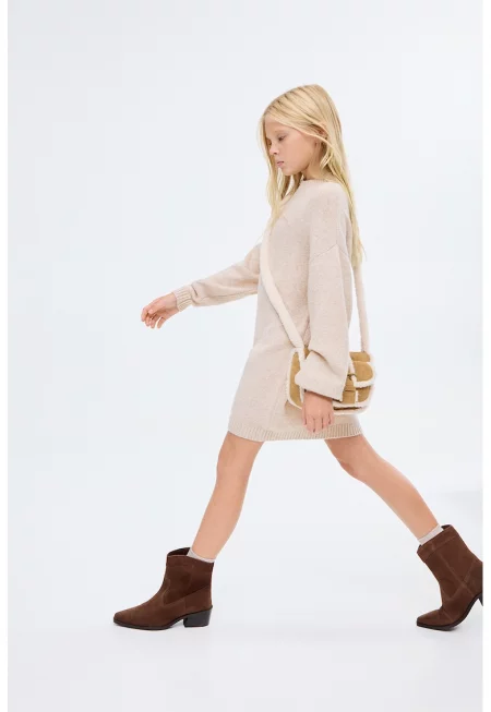 Плетена рокля с дълги ръкави