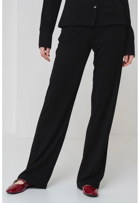 Прав панталон Norele с висока талия - Черен