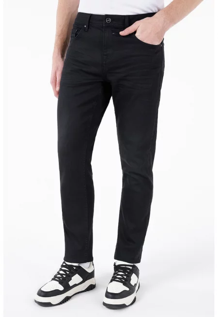 Прав панталон с памук - Черен