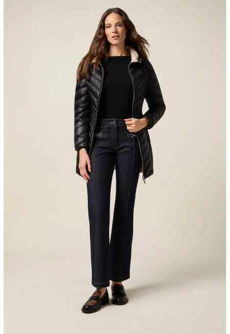 Прави дънки с метални детайли - Ултрамарин синьо