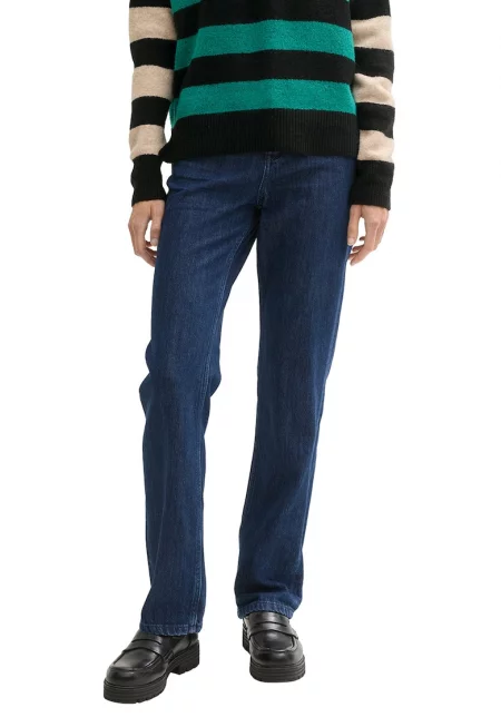 Прави дънки със средна талия - Тъмносин