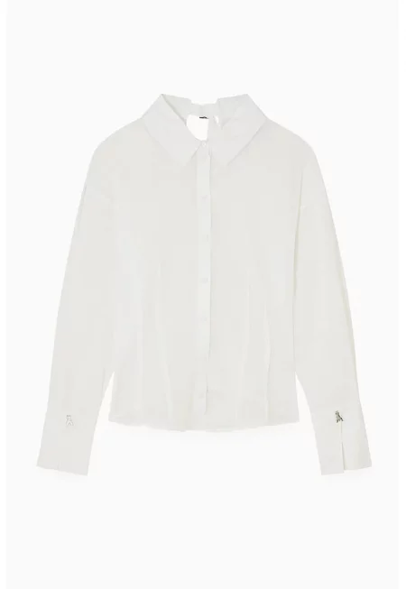 Прозрачна риза с метален детайл на гърба - Бял