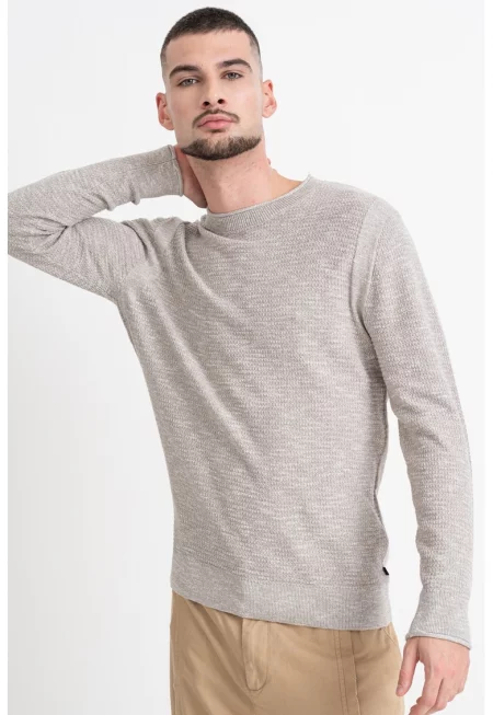 Пуловер от памук с навити подгъви