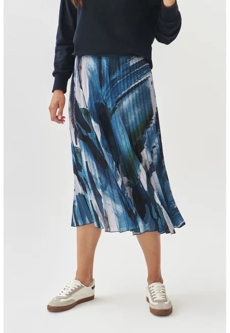 Разкроена миди пола - Черен/Син