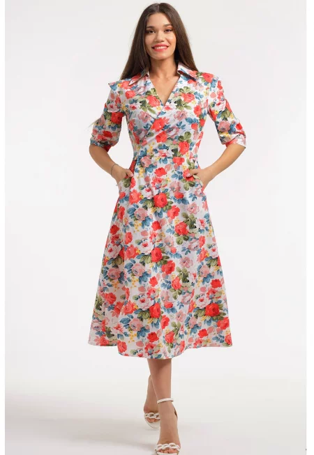 Рокля с шпиц - Червен/Зелен/Син