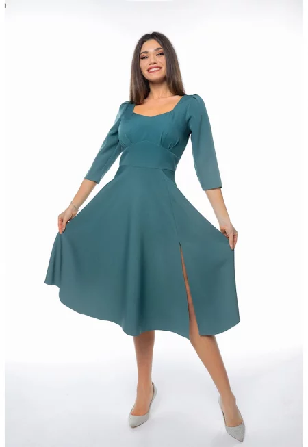 Рокля с цепка встрани - Персийско зелено