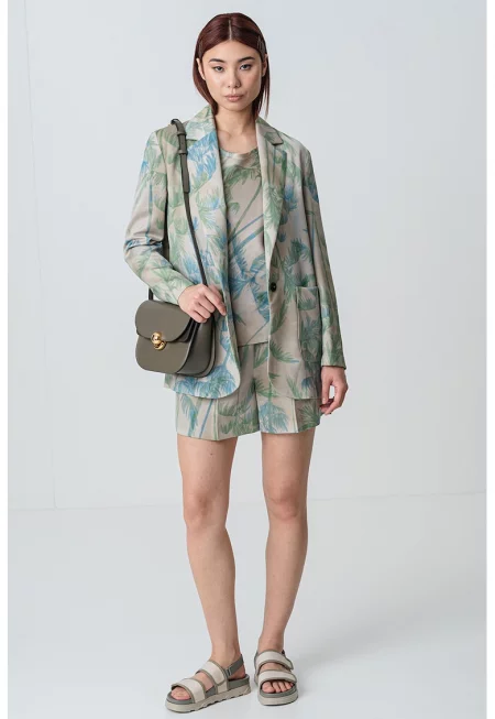 Сако с десен и джобове встрани - Небесносин/Маслинено зелено/Зелени аспержи