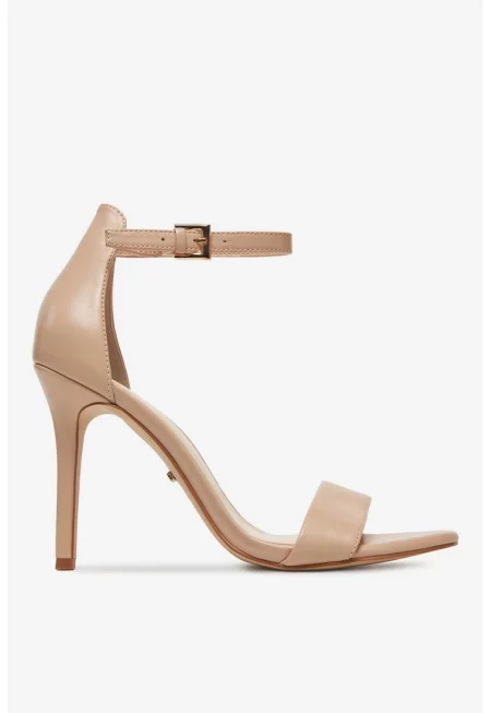 Сандали на ток  Естествена кожа - Бежов