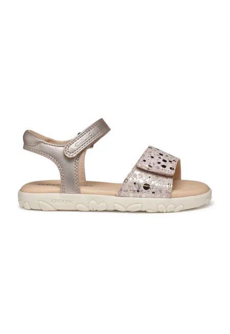 Сандали с велур и велкро - Златист/Розово златисто