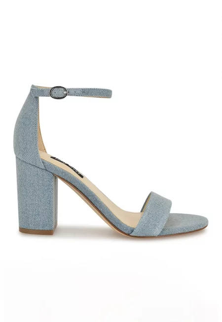 Сандали Toniann с масивен ток - Светлосин