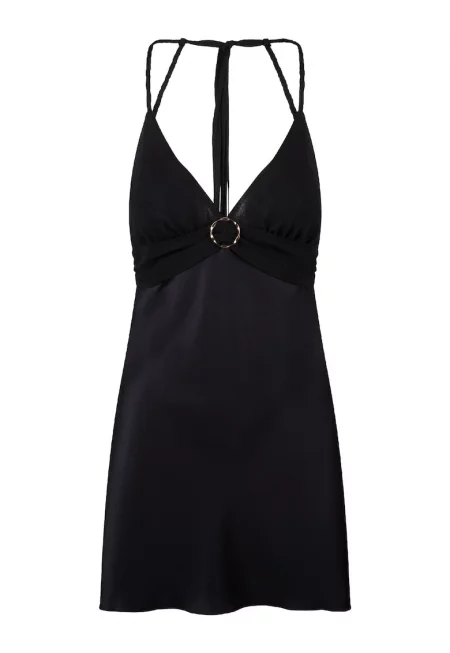 Сатинирано неглиже с метален детайл