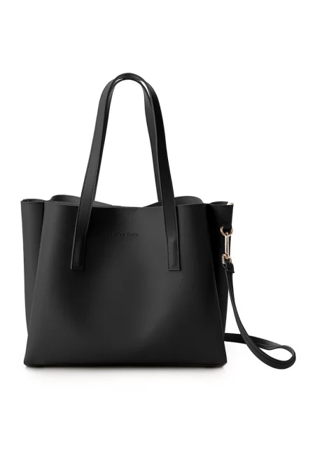 Шопинг чанта от еко кожа - Черен