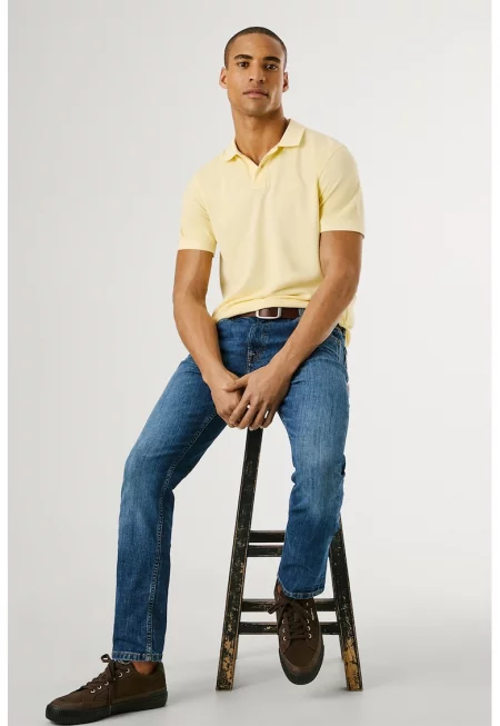 Скосени дънки с памук - Пастелносин