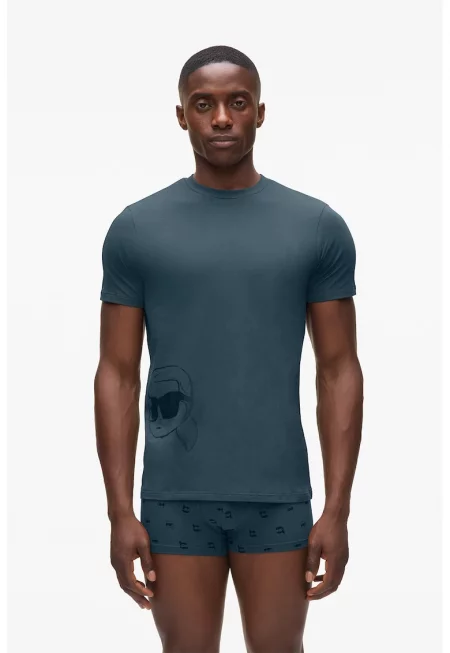 Слим пижама с лого - Петролно синьо