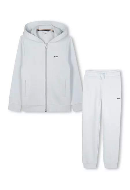 Спортен екип с цип и лого - Ледено синьо