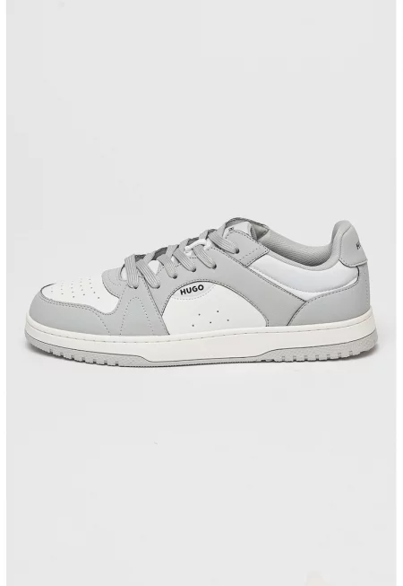 Спортни обувки Hadrian от еко кожа с лого - Бял/Светло сив