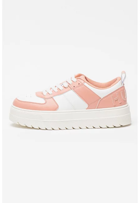 Спортни обувки Lyssa с равна платформа - Бял/Светлорозов