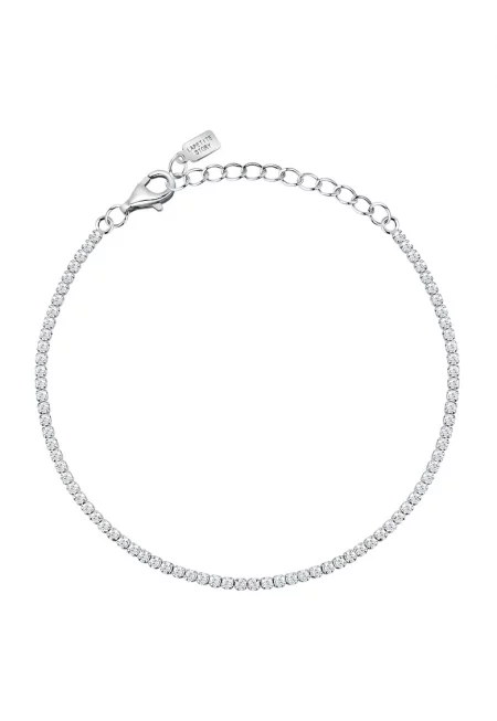Сребърна гривна с циркони - Сребрист/Прозрачен