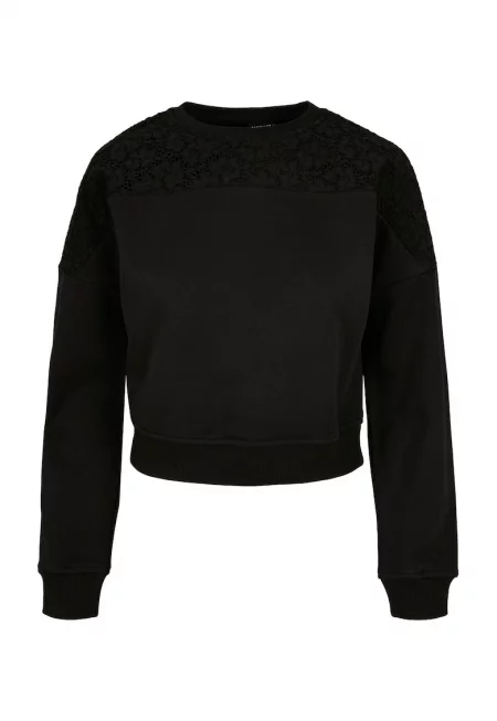 Суитшърт с дантела - Черен