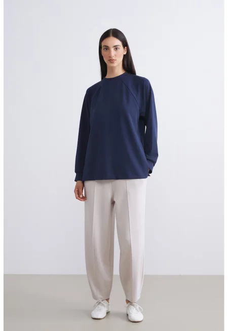 Свободен спортен панталон до глезена с еластична талия