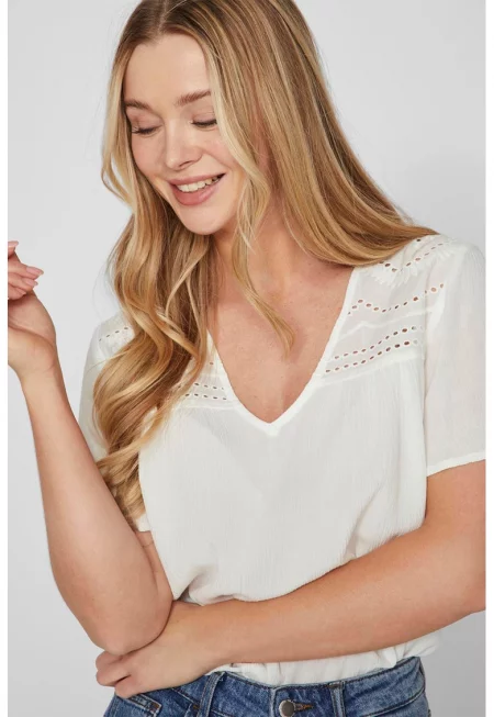 Тениска с шпиц и ажур