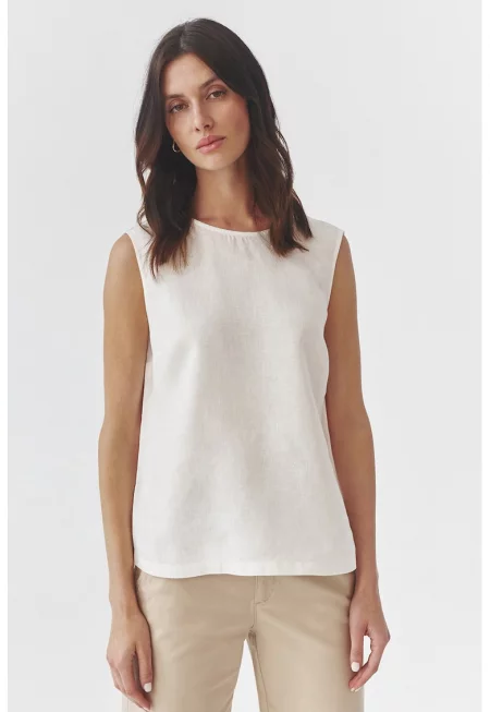 Топ от лен Gerdi - Бял