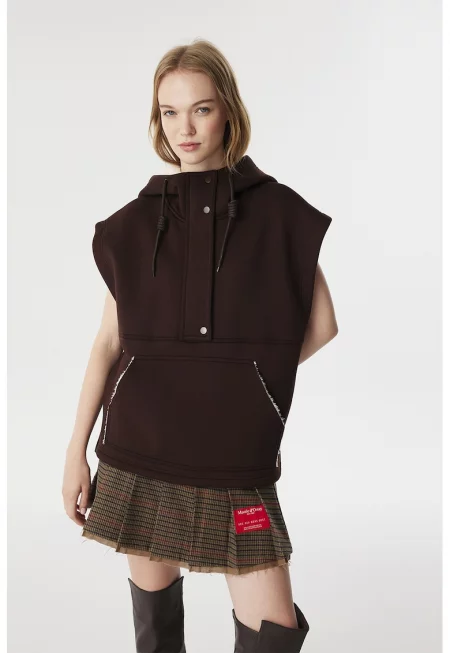 Уголемено худи с 2 капси - Тъмнокафяв