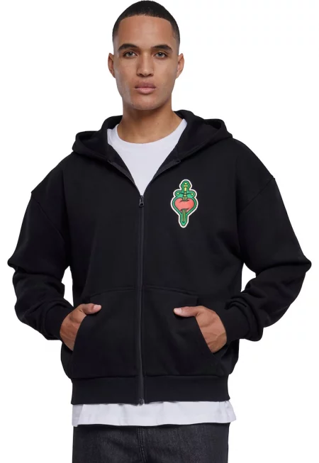 Унисекс худи с принт на гърба - Червен/Зелен/Черен