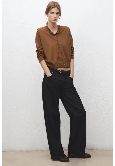 Жилетка с памук и модал - Карамел