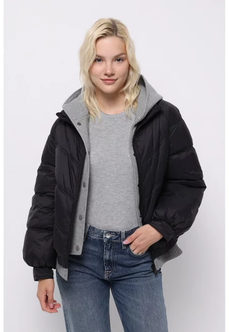 Зимно яке с дизайн 2 в 1 - Черен