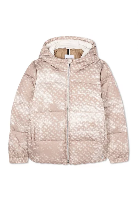 Зимно яке с качулка и цип - Светло кафяво