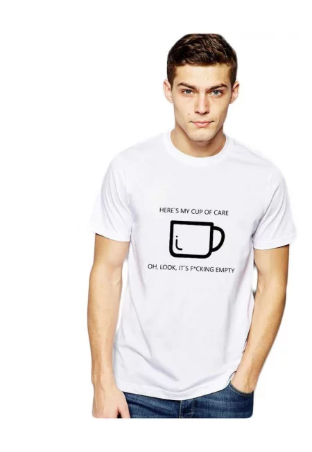 Бяла мъжка тениска - Cup of care