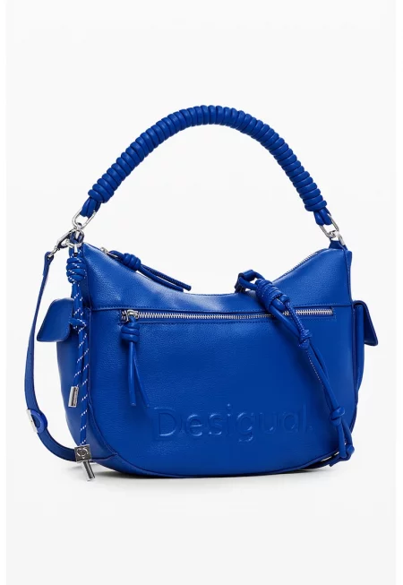 Чанта  от екологична кожа с презрамка за рамо - Кралско Синьо