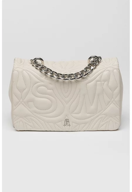 Чанта през рамо с лого - Крем