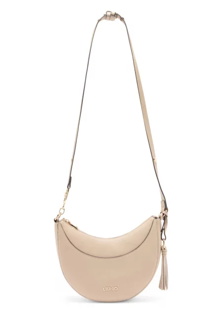 Чанта с форма на полумесец от еко кожа - Бежов