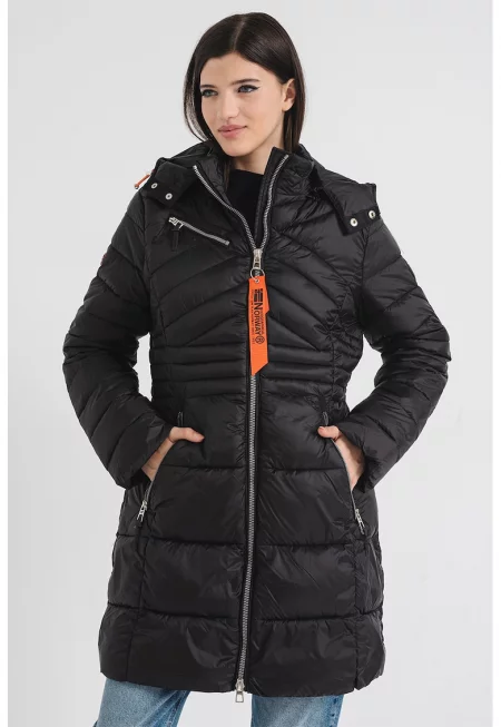 Дълго подплатено зимно яке Bodaya - Черен