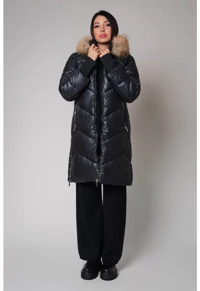 Дълго зимно яке с цепки с цип