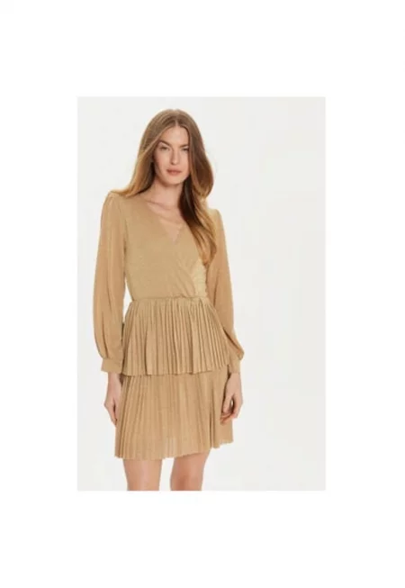 Дамска рокля -  304776274 - Вискоза/Полиестер - Златист - Златист