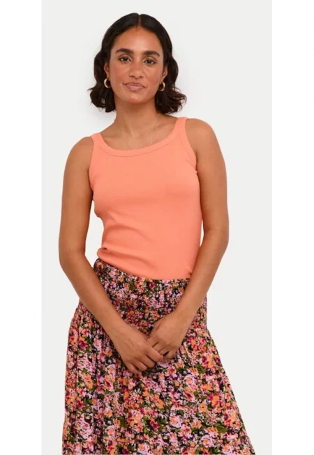 Дамска тениска - кафе - 369216 - Оранжев - Памук