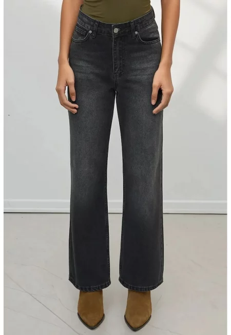 Дамски дънки  деним - прав крачол - черен