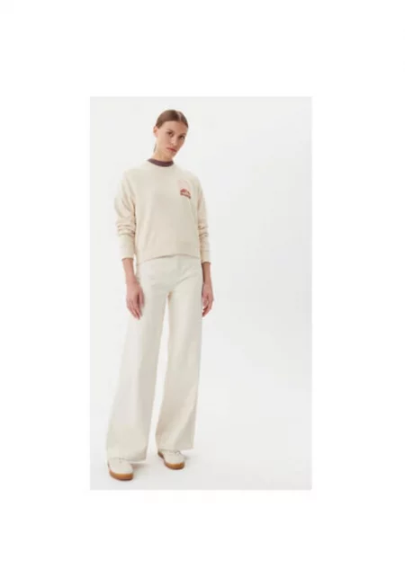 Дамски суитшърт  EBJSF00169 - памук/полиестер - бежов - Бежов