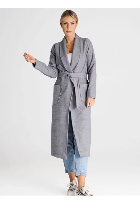 Дамско палто  полиестер/вискоза - сиво -