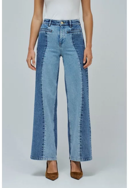 Дънки с широк крачол - Лавандула/Кралско Синьо