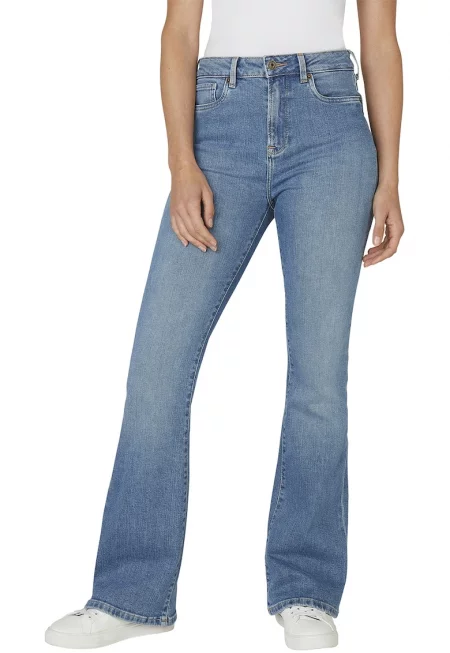 Дънки с висока талия и широк крачол - Светлосин