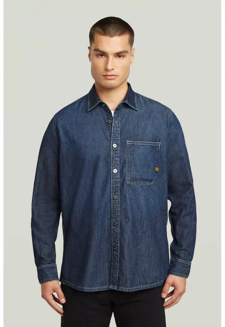 Дънкова риза с джоб на гърдите